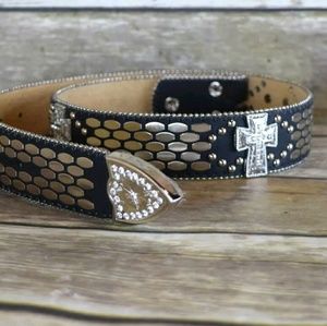 Ariat Leather Bling Cross Belt Only No Buckle